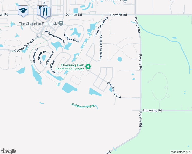 map of restaurants, bars, coffee shops, grocery stores, and more near 11401 Coventry Grove Circle in Lithia