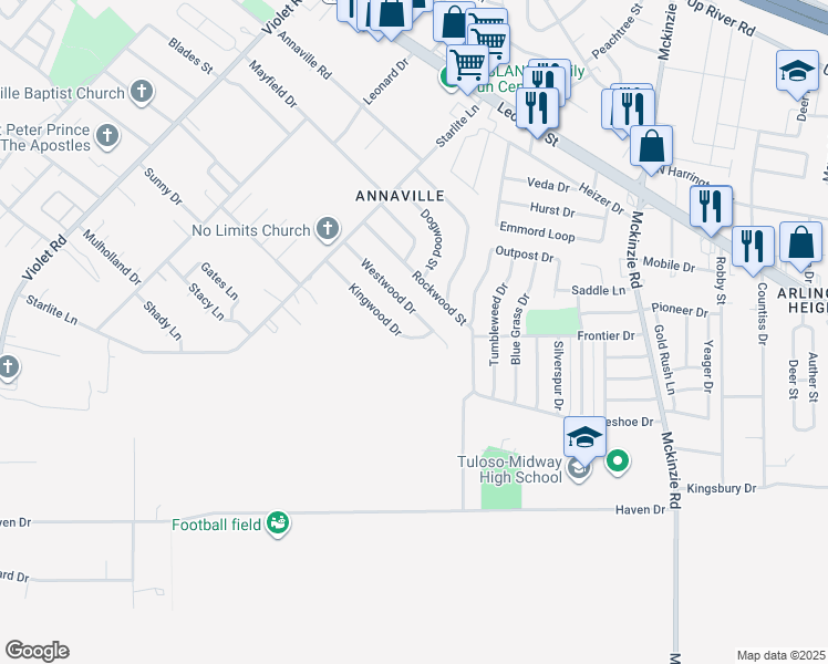 map of restaurants, bars, coffee shops, grocery stores, and more near 10618 Kingwood Drive in Corpus Christi