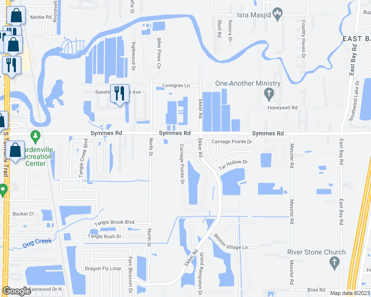 map of restaurants, bars, coffee shops, grocery stores, and more near 8004 Lilly Bay Court in Gibsonton
