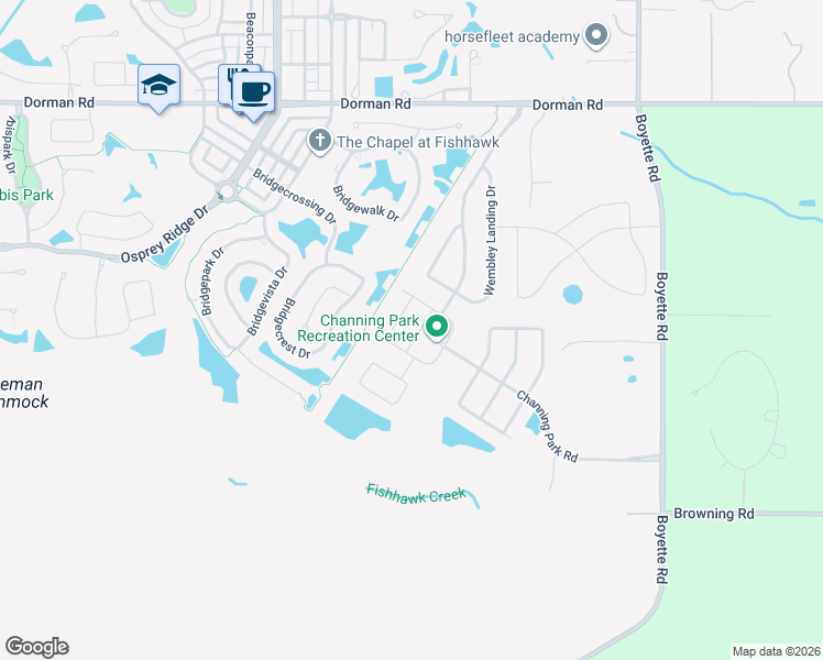 map of restaurants, bars, coffee shops, grocery stores, and more near 11310 Thames Fare Way in Lithia