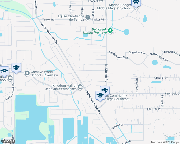 map of restaurants, bars, coffee shops, grocery stores, and more near 11257 McMullen Road in Riverview