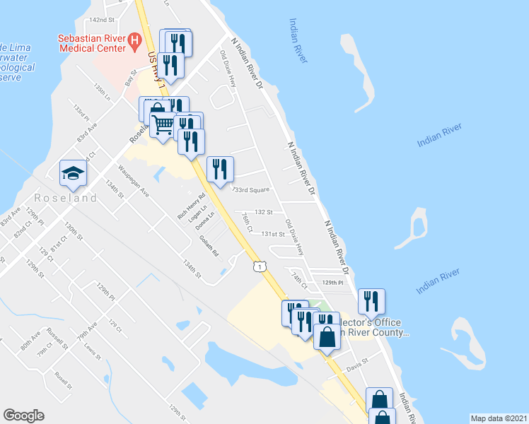 map of restaurants, bars, coffee shops, grocery stores, and more near 4270 132 Street in Sebastian