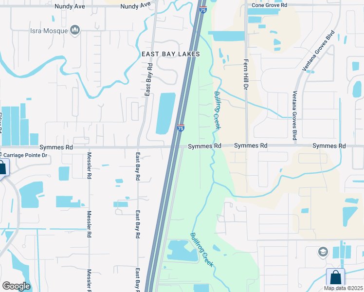 map of restaurants, bars, coffee shops, grocery stores, and more near 9716 Symmes Road in Gibsonton