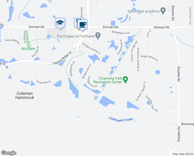 map of restaurants, bars, coffee shops, grocery stores, and more near 16311 Bridgeglade Lane in Lithia