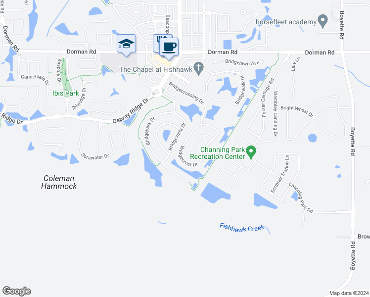 map of restaurants, bars, coffee shops, grocery stores, and more near 6334 Bridgecrest Drive in Lithia