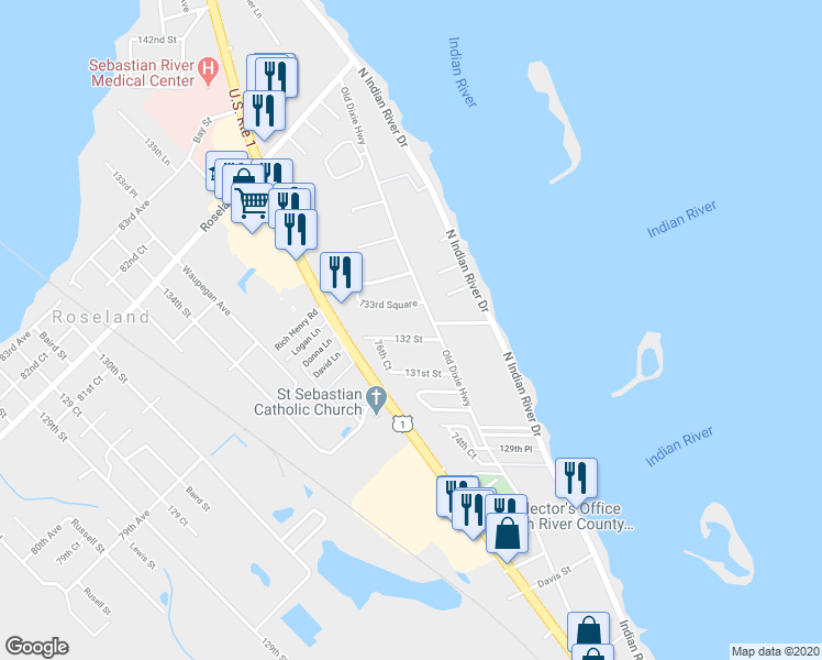 map of restaurants, bars, coffee shops, grocery stores, and more near 4272 132 Street in Sebastian