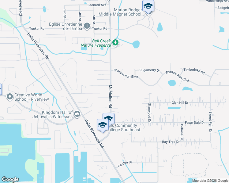 map of restaurants, bars, coffee shops, grocery stores, and more near 11250 McMullen Road in Riverview