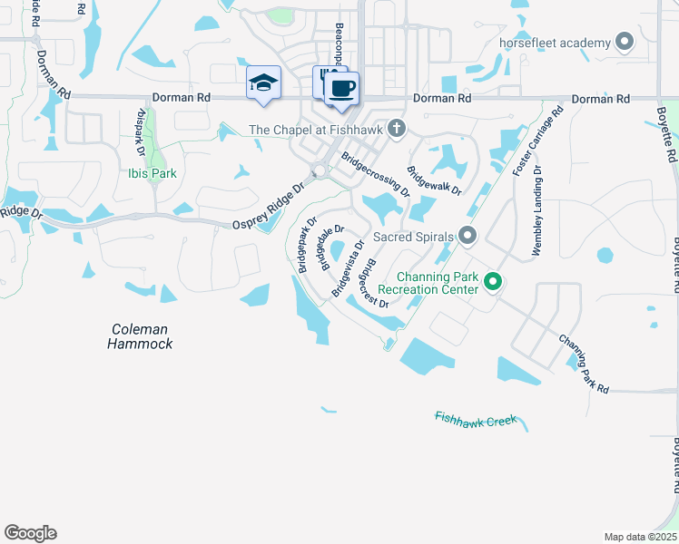 map of restaurants, bars, coffee shops, grocery stores, and more near 6315 Bridgevista Drive in Lithia