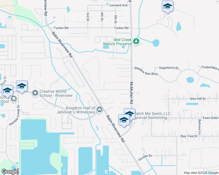 map of restaurants, bars, coffee shops, grocery stores, and more near 11257 McMullen Road in Riverview