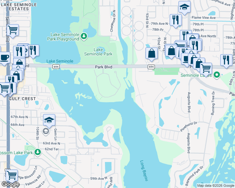 map of restaurants, bars, coffee shops, grocery stores, and more near 7057 Islamorada Circle in Seminole