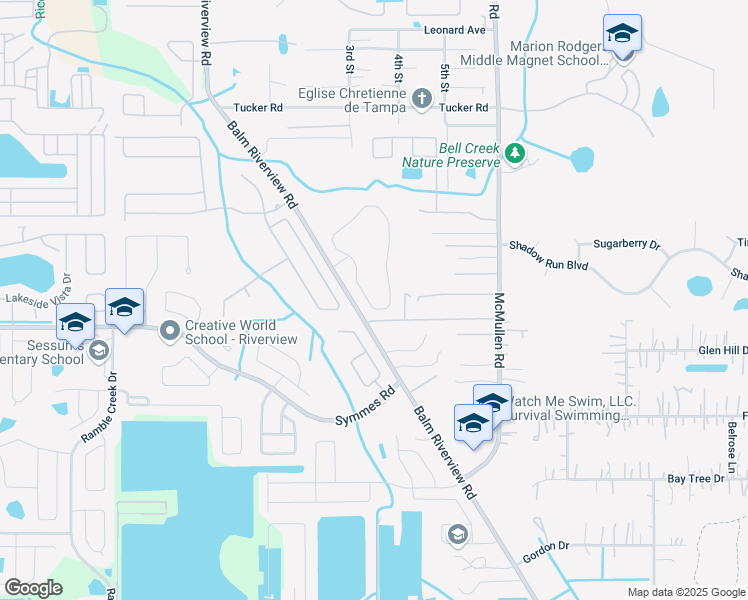map of restaurants, bars, coffee shops, grocery stores, and more near 11248 Creek Haven Drive in Riverview