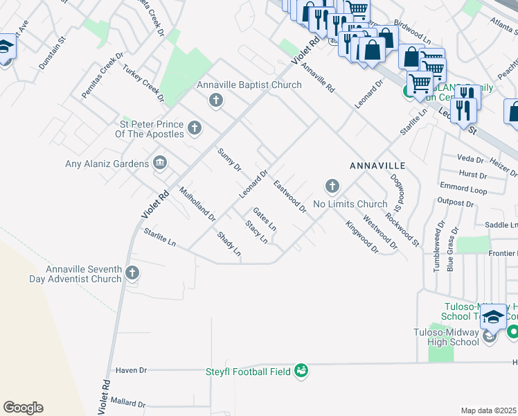 map of restaurants, bars, coffee shops, grocery stores, and more near 3926 Leonard Drive in Corpus Christi