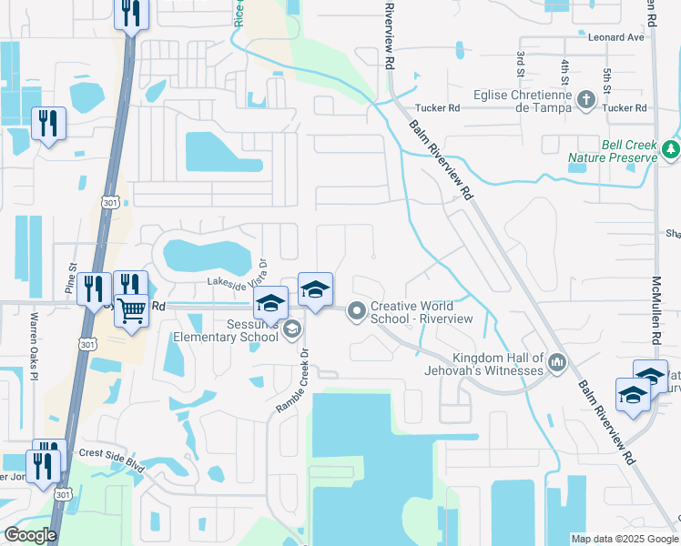 map of restaurants, bars, coffee shops, grocery stores, and more near 11336 Palm Island Avenue in Riverview