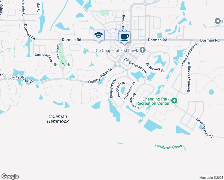 map of restaurants, bars, coffee shops, grocery stores, and more near 16136 Bridgepark Drive in Lithia