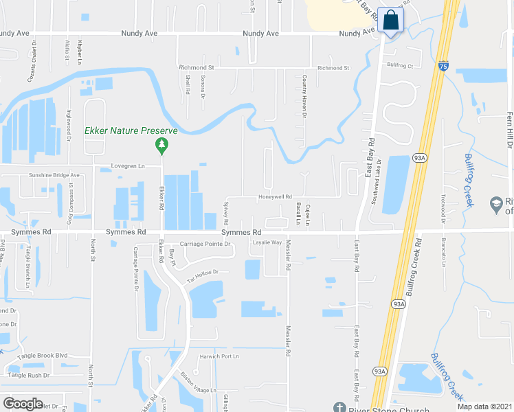 map of restaurants, bars, coffee shops, grocery stores, and more near 8511 Honeywell Road in Gibsonton