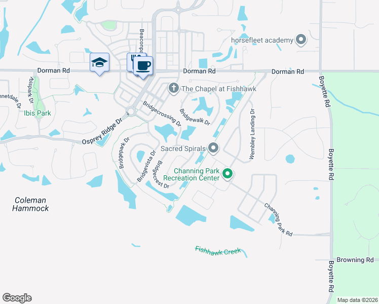 map of restaurants, bars, coffee shops, grocery stores, and more near 6515 Bridgecrest Drive in Lithia
