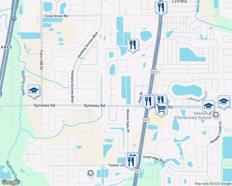map of restaurants, bars, coffee shops, grocery stores, and more near 10401 Hawk Court in Riverview