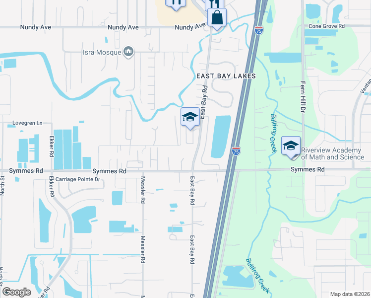 map of restaurants, bars, coffee shops, grocery stores, and more near 8929 Honeywell Road in Gibsonton