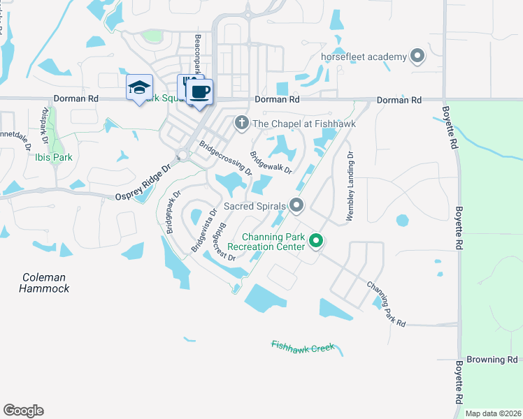 map of restaurants, bars, coffee shops, grocery stores, and more near 6520 Bridgecrest Drive in Lithia