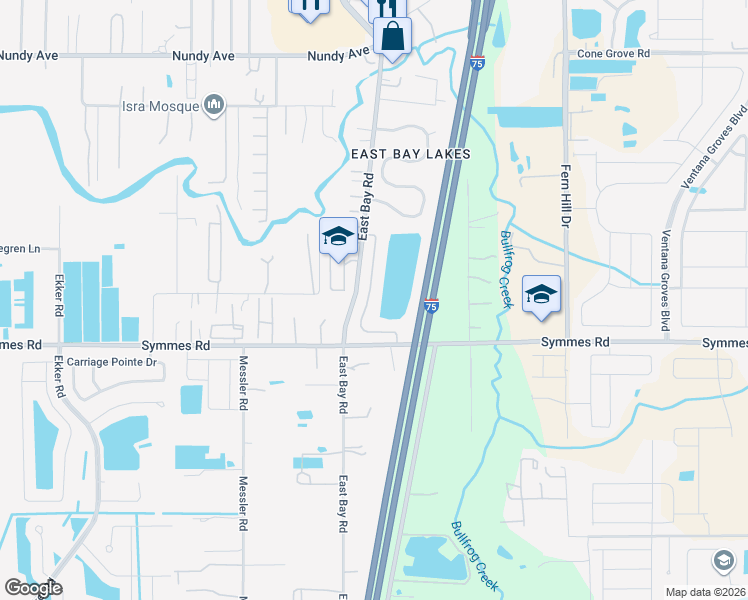 map of restaurants, bars, coffee shops, grocery stores, and more near 11302 Southwind Lake Drive in Gibsonton