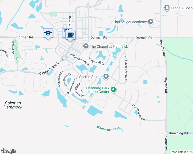 map of restaurants, bars, coffee shops, grocery stores, and more near 6515 Bridgecrest Drive in Lithia