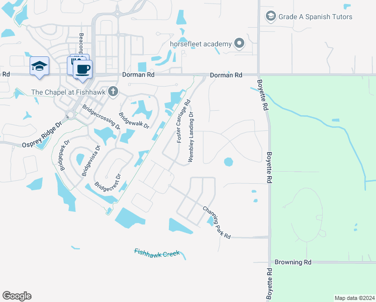map of restaurants, bars, coffee shops, grocery stores, and more near 11115 Wembley Landing Drive in Lithia