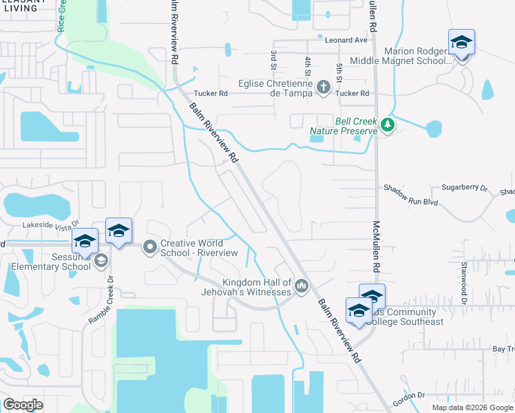 map of restaurants, bars, coffee shops, grocery stores, and more near 11223 Running Pine Drive in Riverview
