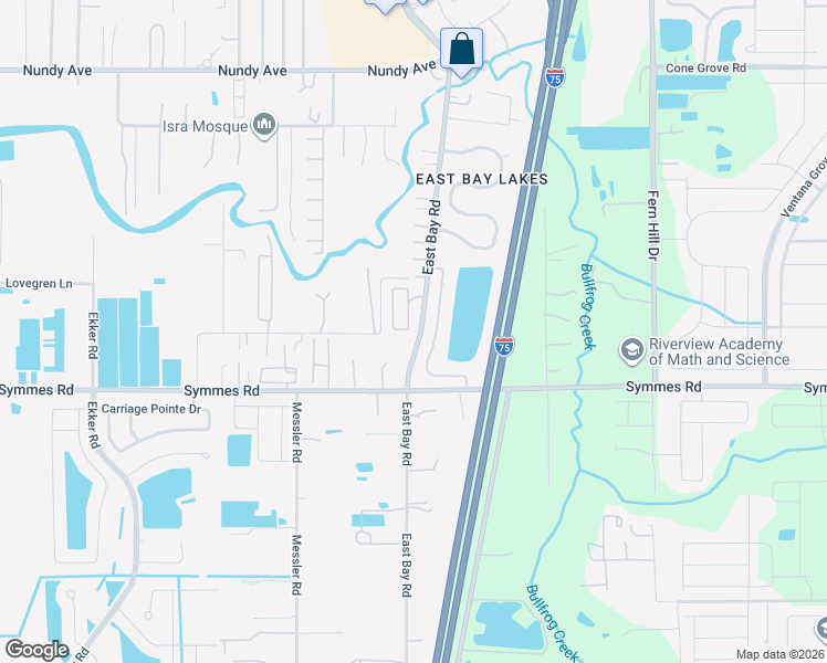map of restaurants, bars, coffee shops, grocery stores, and more near 8929 Honeywell Road in Gibsonton