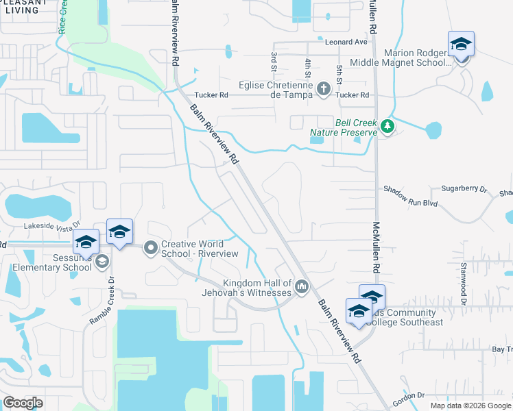 map of restaurants, bars, coffee shops, grocery stores, and more near 11225 Running Pine Drive in Riverview