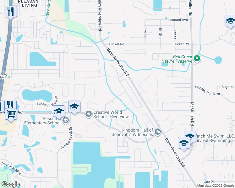 map of restaurants, bars, coffee shops, grocery stores, and more near 11206 Silver Fern Way in Riverview