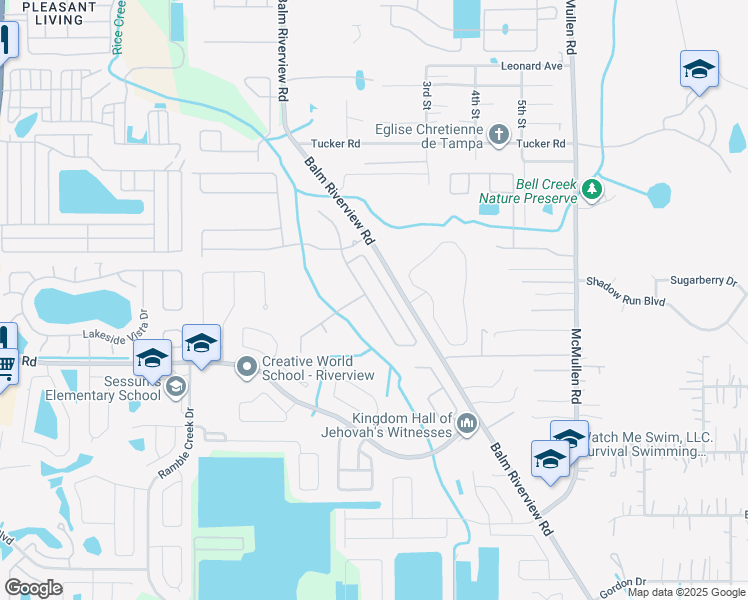map of restaurants, bars, coffee shops, grocery stores, and more near 11132 Running Pine Drive in Riverview