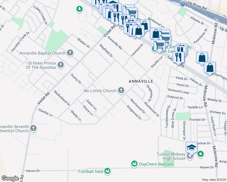 map of restaurants, bars, coffee shops, grocery stores, and more near 4018 Brownwood Circle in Corpus Christi