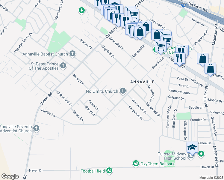 map of restaurants, bars, coffee shops, grocery stores, and more near 4018 Brownwood Circle in Corpus Christi