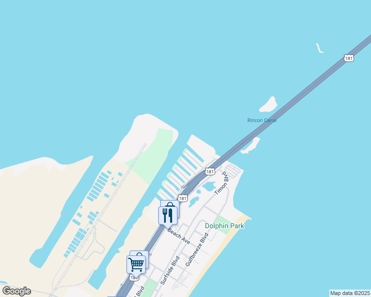 map of restaurants, bars, coffee shops, grocery stores, and more near 750 Kings Point Harbor Drive in Corpus Christi