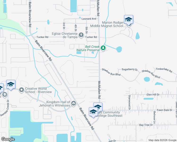map of restaurants, bars, coffee shops, grocery stores, and more near 11205 McMullen Road in Riverview