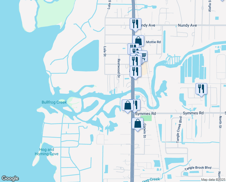 map of restaurants, bars, coffee shops, grocery stores, and more near 11234 Reeder Family Place in Gibsonton
