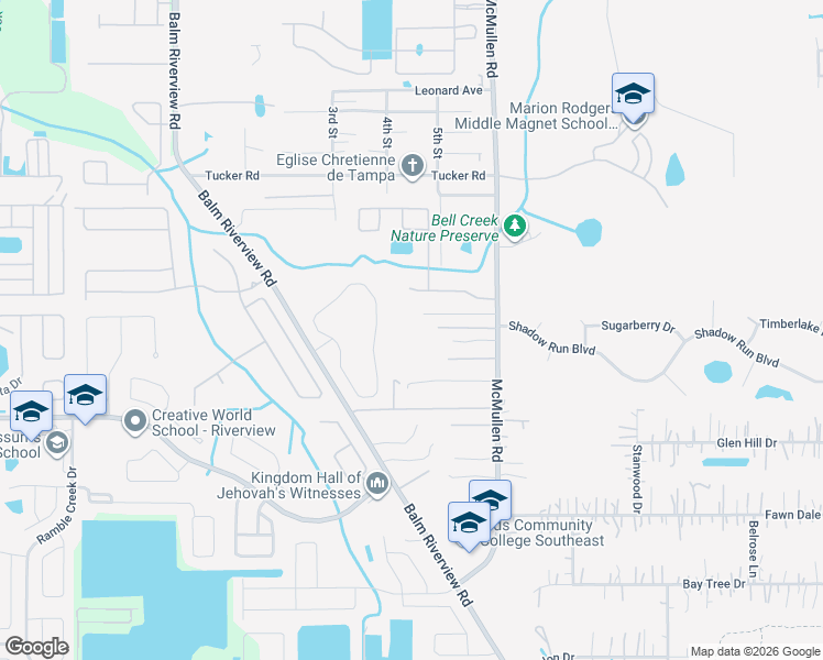 map of restaurants, bars, coffee shops, grocery stores, and more near 11117 McMullen Road in Riverview