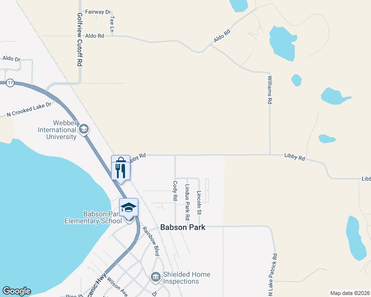 map of restaurants, bars, coffee shops, grocery stores, and more near 539 Libby Road in Babson Park