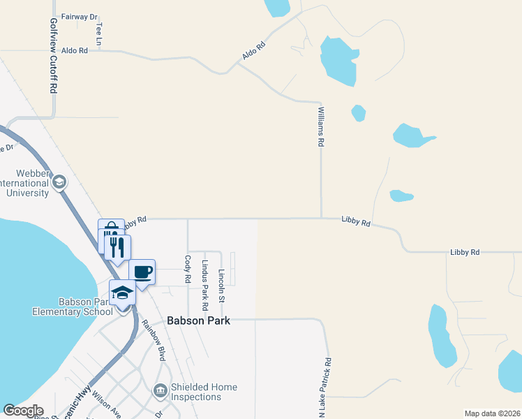 map of restaurants, bars, coffee shops, grocery stores, and more near 559 Libby Road in Babson Park