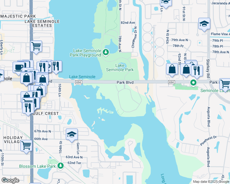 map of restaurants, bars, coffee shops, grocery stores, and more near 7296 Marathon Drive in Seminole