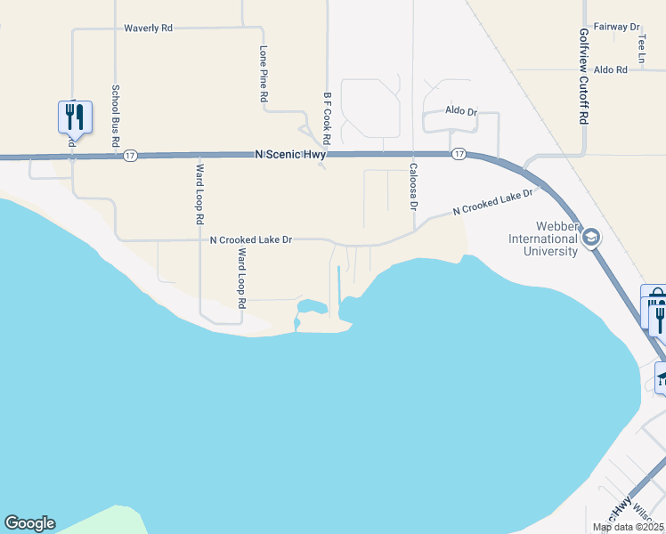 map of restaurants, bars, coffee shops, grocery stores, and more near 1046 Sandy Point Road in Babson Park