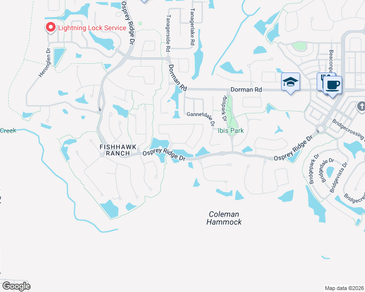 map of restaurants, bars, coffee shops, grocery stores, and more near 15419 Martinmeadow Drive in Lithia