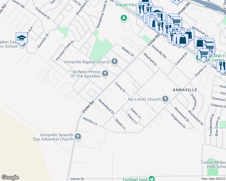 map of restaurants, bars, coffee shops, grocery stores, and more near 3904 Violet Road Fm Road 24 in Corpus Christi