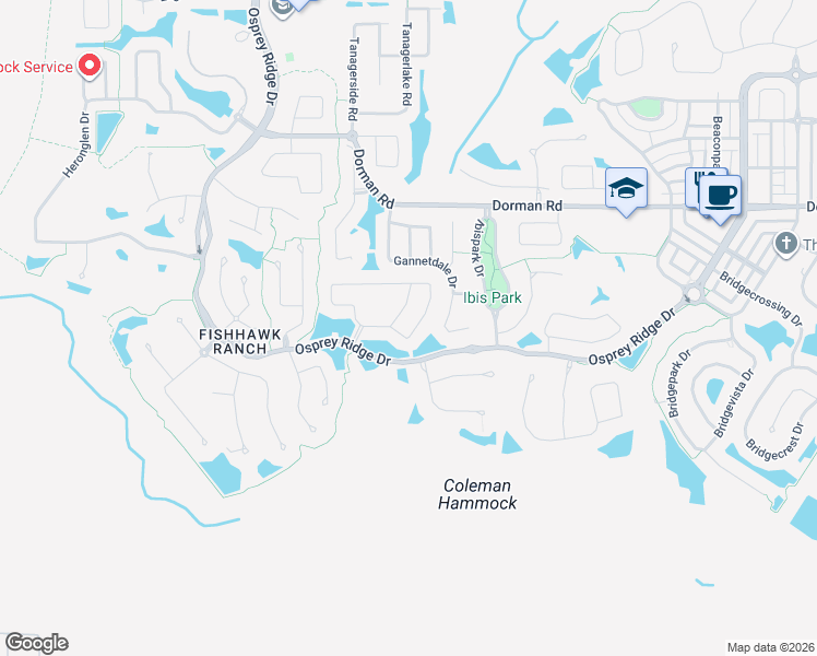 map of restaurants, bars, coffee shops, grocery stores, and more near 15434 Martinmeadow Drive in Lithia