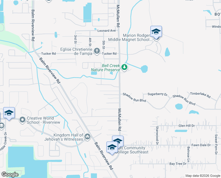 map of restaurants, bars, coffee shops, grocery stores, and more near 11111 McMullen Road in Riverview