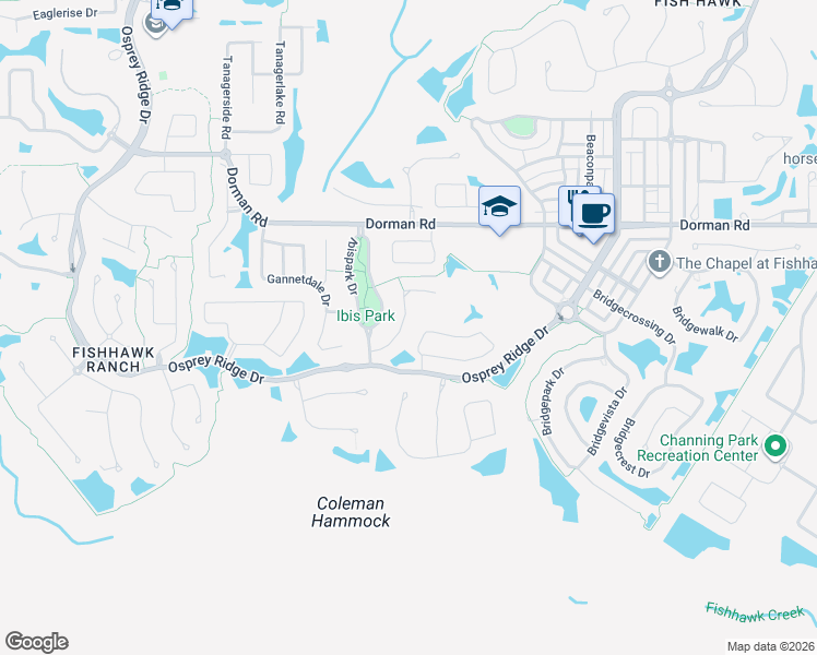 map of restaurants, bars, coffee shops, grocery stores, and more near 15715 Ibisridge Drive in Lithia