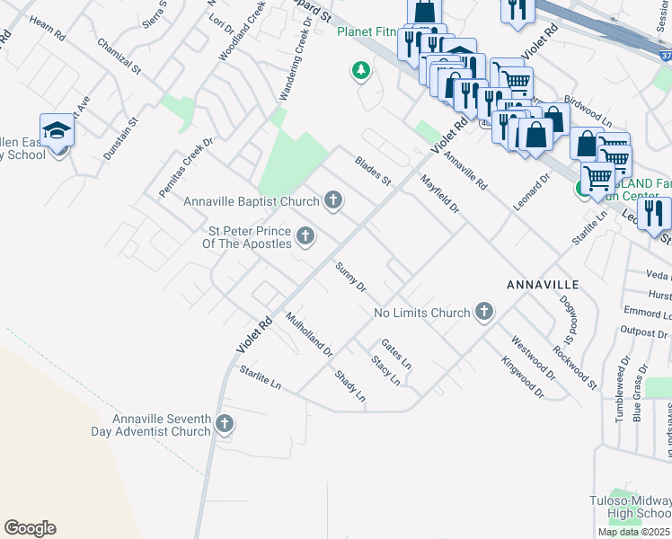 map of restaurants, bars, coffee shops, grocery stores, and more near 3904 Violet Road Fm Road 24 in Corpus Christi