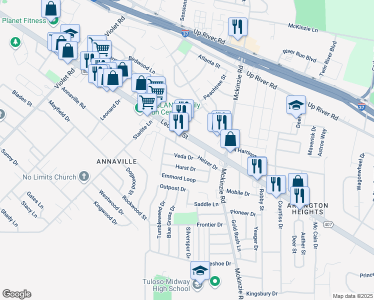 map of restaurants, bars, coffee shops, grocery stores, and more near 10641 Leopard Street in Corpus Christi