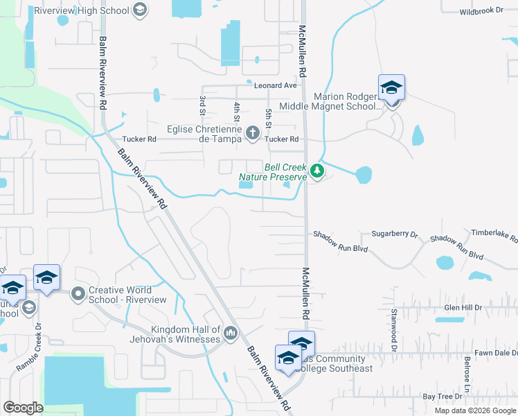 map of restaurants, bars, coffee shops, grocery stores, and more near 11025 Charmwood Drive in Riverview