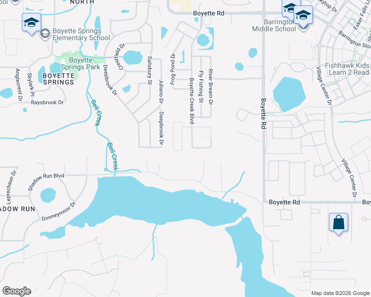 map of restaurants, bars, coffee shops, grocery stores, and more near 10618 Bamboo Rod Circle in Riverview